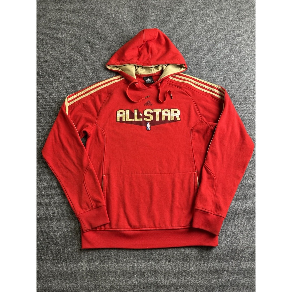 Mens Adidas All-Star Red Gold Pullover Hoodie Sweatshirt, Size L